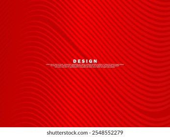 Abstract red glowing geometric lines on red background. Modern shiny red wave lines pattern. Futuristic technology concept, suitable for covers, posters, banners, brochures, websites, etc.