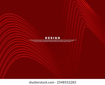 Abstract red glowing geometric lines on red background. Modern shiny red wave lines pattern. Futuristic technology concept, suitable for covers, posters, banners, brochures, websites, etc.