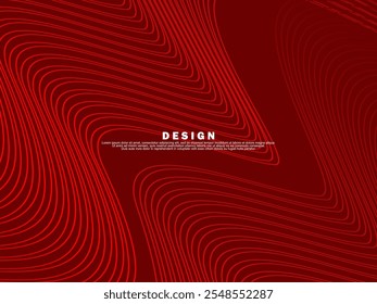Linhas geométricas brilhantes em vermelho sobre fundo vermelho. Moderno padrão de linhas de ondas vermelhas brilhantes. Conceito de tecnologia futurista, adequado para capas, cartazes, banners, brochuras, sites, etc.