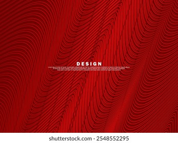 Abstract red glowing geometric lines on red background. Modern shiny red wave lines pattern. Futuristic technology concept, suitable for covers, posters, banners, brochures, websites, etc.