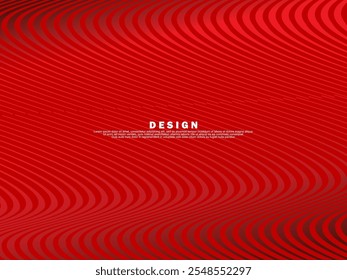 Líneas geométricas brillantes rojas Abstractas sobre fondo rojo. Moderno patrón de líneas de onda roja brillante. Concepto de tecnología futurista, adecuado para cubiertas, carteles, Anuncios, folletos, Sitios web, etc.