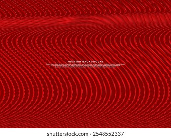 Abstract red glowing geometric lines on red background. Modern shiny red wave lines pattern. Futuristic technology concept, suitable for covers, posters, banners, brochures, websites, etc.