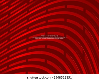 Abstract red glowing geometric lines on red background. Modern shiny red wave lines pattern. Futuristic technology concept, suitable for covers, posters, banners, brochures, websites, etc.