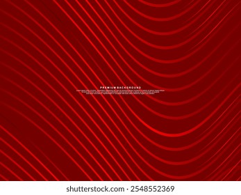 Líneas geométricas brillantes rojas Abstractas sobre fondo rojo. Moderno patrón de líneas de onda roja brillante. Concepto de tecnología futurista, adecuado para cubiertas, carteles, Anuncios, folletos, Sitios web, etc.