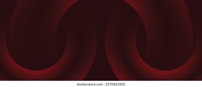 Abstract red glowing geometric lines on dark purple background. Modern shiny red circle lines pattern. Futuristic technology concept. Suit for cover, poster, banner, brochure, header, website