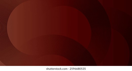 Abstract red glowing geometric lines on dark red background. Modern shiny red circle lines pattern. Futuristic technology concept. Suit for cover, poster, banner, brochure, header, website
