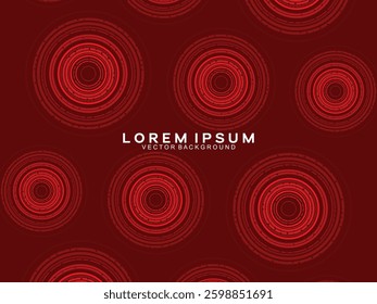 Abstract red glowing geometric lines on dark red background. Modern shiny red circle lines pattern. Futuristic technology concept, perfect for covers, posters, banners, brochures, websites, etc.	