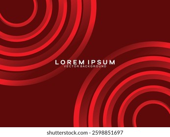 Abstract red glowing geometric lines on dark red background. Modern shiny red circle lines pattern. Futuristic technology concept, perfect for covers, posters, banners, brochures, websites, etc.	