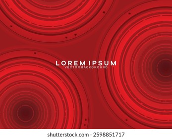 Abstract red glowing geometric lines on dark red background. Modern shiny red circle lines pattern. Futuristic technology concept, perfect for covers, posters, banners, brochures, websites, etc.	