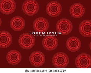 Abstract red glowing geometric lines on dark red background. Modern shiny red circle lines pattern. Futuristic technology concept, perfect for covers, posters, banners, brochures, websites, etc.	