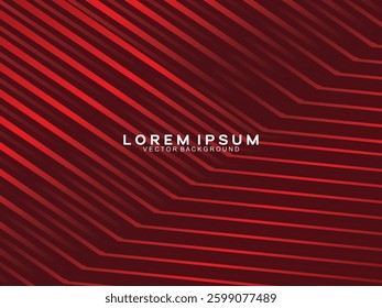 Abstract red glowing geometric lines on dark red background. Modern shiny red abstract lines pattern. Futuristic technology concept, suitable for covers, posters, banners, brochures, websites, etc.