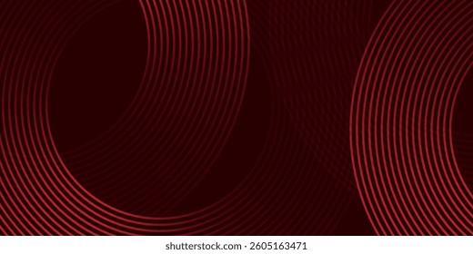 Abstract red glowing geometric lines on dark purple background. Modern shiny red circle lines pattern. Futuristic technology concept. Suit for cover, poster, banner