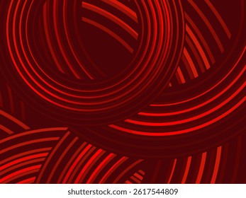 Abstract red glowing geometric lines on dark red background. Modern shiny red circle lines pattern. Futuristic technology concept, perfect for covers, posters, banners, brochures, websites, etc.	
