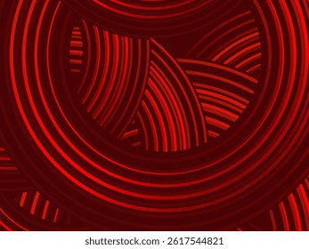 Abstract red glowing geometric lines on dark red background. Modern shiny red circle lines pattern. Futuristic technology concept, perfect for covers, posters, banners, brochures, websites, etc.	
