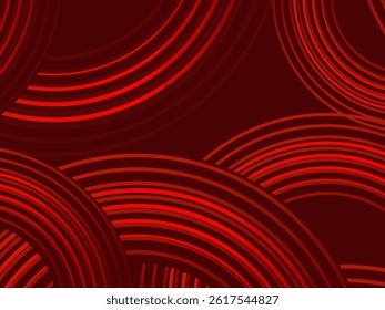Abstract red glowing geometric lines on dark red background. Modern shiny red circle lines pattern. Futuristic technology concept, perfect for covers, posters, banners, brochures, websites, etc.	

