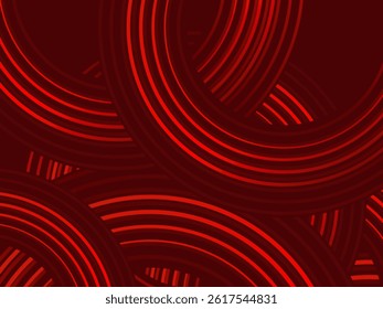 Abstract red glowing geometric lines on dark red background. Modern shiny red circle lines pattern. Futuristic technology concept, perfect for covers, posters, banners, brochures, websites, etc.	
