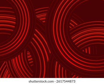 Abstract red glowing geometric lines on dark red background. Modern shiny red circle lines pattern. Futuristic technology concept, perfect for covers, posters, banners, brochures, websites, etc.	
