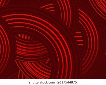 Abstract red glowing geometric lines on dark red background. Modern shiny red circle lines pattern. Futuristic technology concept, perfect for covers, posters, banners, brochures, websites, etc.	
