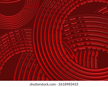 Abstract red glowing geometric lines on dark red background. Modern shiny red circle lines pattern. Futuristic technology concept, perfect for covers, posters, banners, brochures, websites, etc.	
