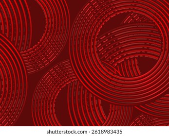 Abstract red glowing geometric lines on dark red background. Modern shiny red circle lines pattern. Futuristic technology concept, perfect for covers, posters, banners, brochures, websites, etc.	
