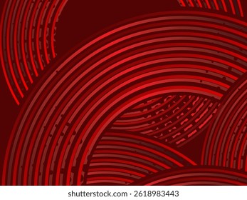 Abstract red glowing geometric lines on dark red background. Modern shiny red circle lines pattern. Futuristic technology concept, perfect for covers, posters, banners, brochures, websites, etc.	
