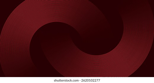 Abstract red glowing geometric lines on dark purple background. Modern shiny red circle lines pattern. Futuristic technology concept. Suit for cover, poster, banner, brochure, header, website