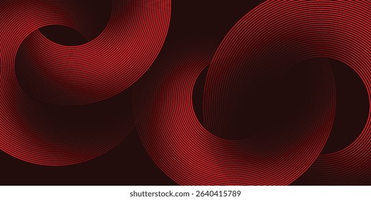Abstract red glowing geometric lines on black background. Modern shiny red diagonal rounded lines graphic design. Futuristic concept. Suit for poster, banner, brochure, cover, presentation, website