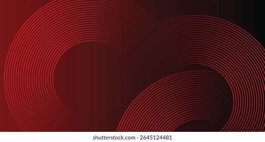 Abstract red glowing geometric lines on black background. Modern shiny red diagonal rounded lines graphic design. vector eps10