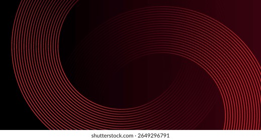 Abstractas líneas geométricas brillantes rojas sobre fondo negro. Diseño gráfico moderno de líneas redondeadas diagonales rojas brillantes. Vector moderno futurista eps10