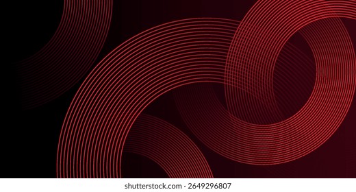 Abstract red glowing geometric lines on black background. Modern shiny red diagonal rounded lines graphic design. futuristic modern vector eps10