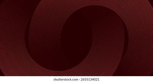 Abstractas líneas geométricas brillantes rojas sobre fondo púrpura oscuro. Moderno patrón de líneas de círculo rojo brillante. eps 10