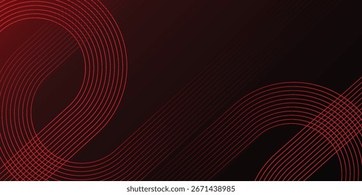 Abstract red glowing geometric lines on black and red background. Modern luxury concept.