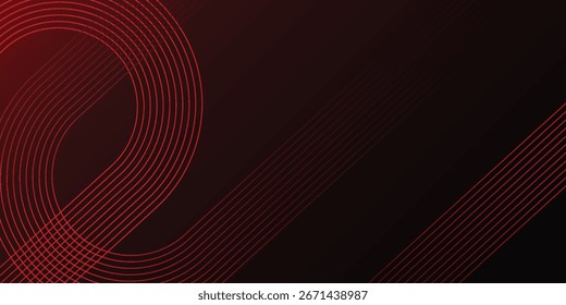 Abstrakte rot leuchtende geometrische Linien auf schwarz-rotem Hintergrund. Moderner Luxus.