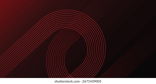 Abstractas líneas geométricas brillantes rojas sobre fondo negro y rojo.