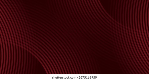 Abstractas líneas geométricas brillantes rojas sobre fondo púrpura oscuro. Moderno patrón de líneas de círculo rojo brillante. Concepto de tecnología futurista.