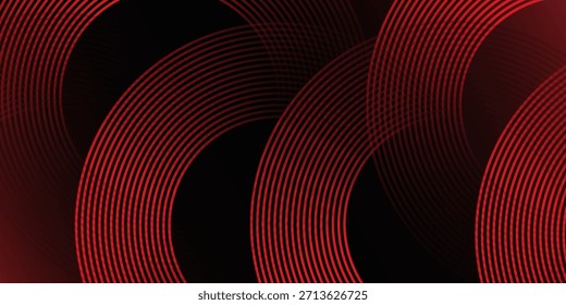 Abstractas líneas geométricas brillantes rojas sobre fondo negro. Moderno Diseño gráfico de líneas redondeadas diagonales rojas brillantes.