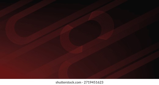 Abstractas líneas geométricas brillantes rojas sobre fondo negro. Moderno Diseño gráfico de líneas redondeadas diagonales rojas brillantes.