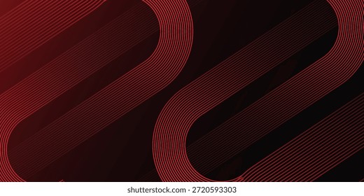 Abstract red glowing geometric lines on black red gradient background. Modern light red diagonal lines graphic design. Simple design. Vector illustration