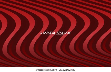 Abstrakte rot leuchtende geometrische Linien auf dunkelrotem Hintergrund. Modernes Muster glänzender roter Wellenlinien. Futuristisches Technologiekonzept, geeignet für Cover, Plakate, Banner, Broschüren, Websites usw.