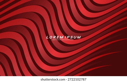 Abstrakte rot leuchtende geometrische Linien auf dunkelrotem Hintergrund. Modernes Muster glänzender roter Wellenlinien. Futuristisches Technologiekonzept, geeignet für Cover, Plakate, Banner, Broschüren, Websites usw.