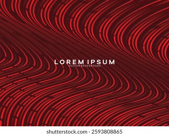 Abstract red glowing geometric modern lines on red background. Shiny gradient red futuristic pattern. Futuristic technology concept, suitable for covers, posters, banners, brochures, websites, etc.