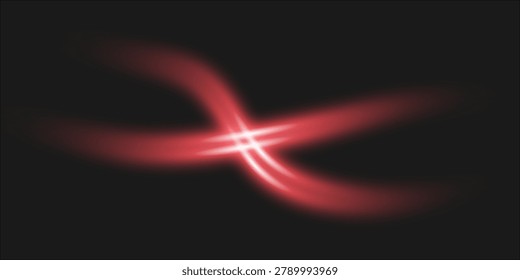 Abstract red glowing light streaks cross on a dark background, forming flowing curves and an energetic flare. Ideal for technology, sci‑fi, motion graphics, backgrounds, banners and modern design projects.

