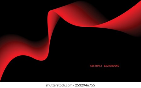 Abstract red glowing wave isolated on black background