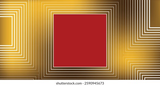 Abstract red gold background, 3D luxury background with random shapes and layers, Gold red geometric shapes wallpaper