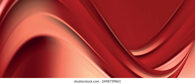 Abstract red and gold background with geometric line, halftone, and 3D curve wave. eps 10