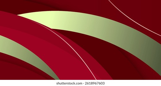 Fondo rojo y oro Abstractas con línea geométrica, semitono y onda curva 3D. eps10
