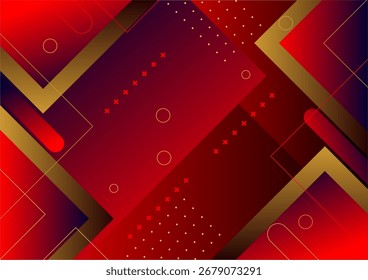 Fundo geométrico abstrato da combinação de ouro vermelho. Composição dinâmica da forma. Design de fundo legal para cartaz. Ilustração vetorial