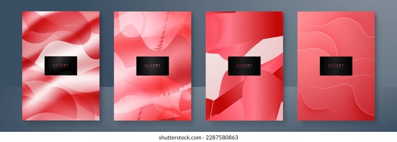 Abstract red gold cover flyer background with line. Abstract red luxury background with golden line, paper cut style 3d. Modern dark red and gold cover abstract background. Vector Illustration