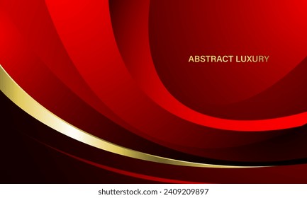 Abstract red gold curve luxury design modern background vector illustration.