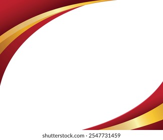 Abstract red and gold curved luxury border business background